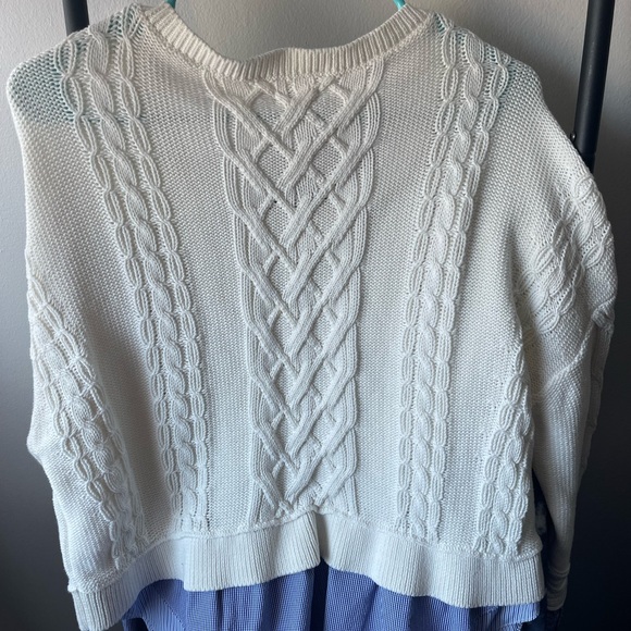 Anthropologie Pilcro Prep Twofer Off-Shoulder Cable Knit Sweater - Womens Large - Picture 5 of 9